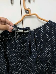 H&amp;M Navy Blue Polka Dot Top