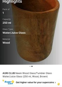 AGRI CLUB Neem Wood Glass/Tumbler Glass Water