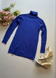Blue Knit Mini Dress