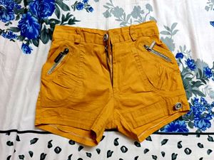 Lion Yellow Cotton Hot Pant