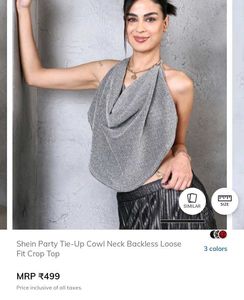 Shein Silver Cowl Neck Crop Top