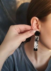 resin Stylish Black & White Dangle Earrings 3 set