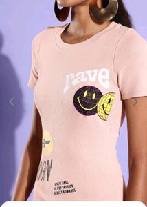 Pink Self Design Fluid Tie-up Dress