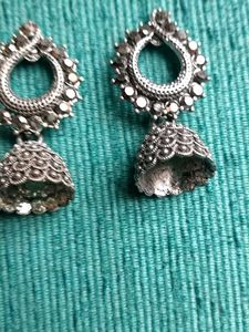 Silver Tone Jhumka Earrings