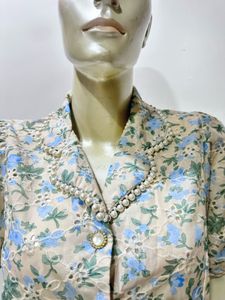 Floral Pearl Button Top
