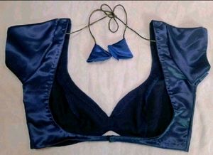 Non Padded Satin 1 Hook Deep Neck Blouse