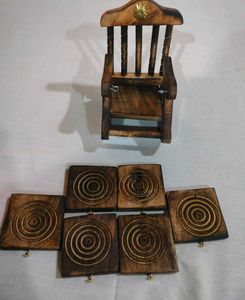 Hand Carved Wooden Coaster Set