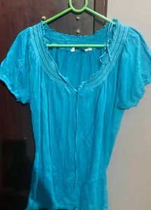 Aqua Boho Tassel Top