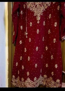 Maroon &amp; Gold Embellished Suit