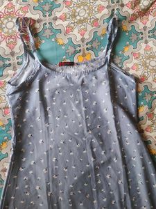 Greyish Blue Printed Kurta