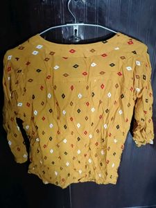 Mustard Printed Top