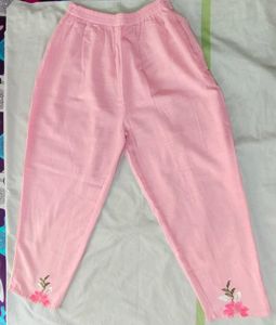 Pink Floral Embroidered Kurti Set
