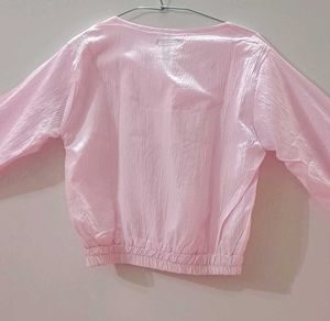Pink Long Sleeve V-Neck Top