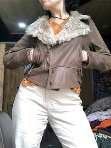 Suede Fur Biker Jacket