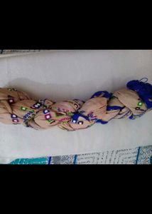 Golden Chunni With Blue Border