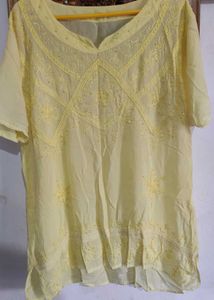 L-size Combo Yellow Embroidered Tunic Top