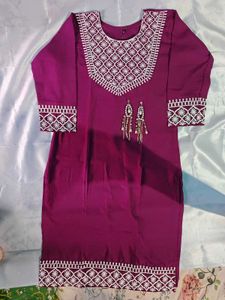 Maroon Embroidered Kurti