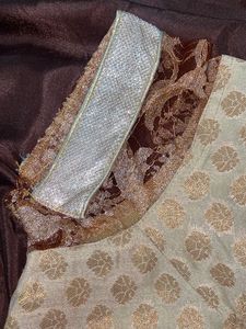 Dark Brown Half Pattern Saree