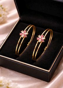 Floral Design Gold Bangles