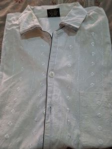 White Chicken Work Half Sleeves Shirt