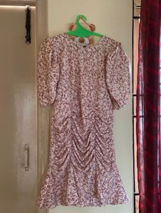 Ruched Dress Stretchable Fabric Size M