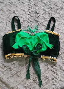 Velvet Green Back Knot Blouse