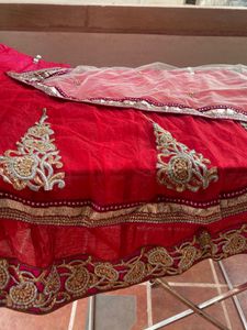 Red Embellished Saree