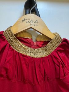 Satin Flared Red Gown