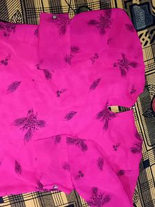 Pink Floral Print Sheer -shirt