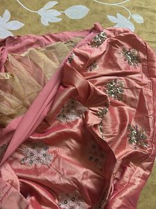 Long Peach Embroidery Skirt