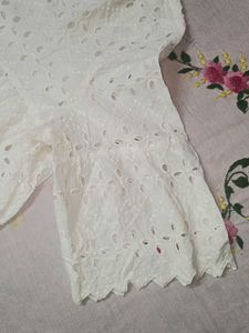 White Eyelet Top