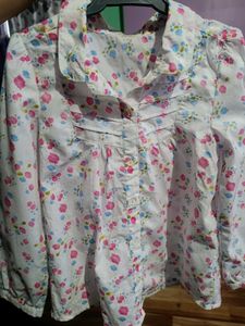 Cotton Floral Button Down Top