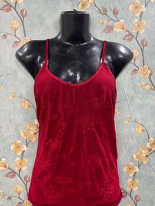 Red Embroidered Cami