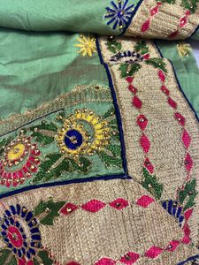 Elegant Green Embroidered Saree