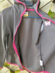 Girls Grey Fleece Zip-Up Hoodie
