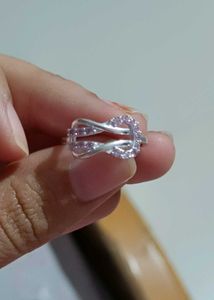 Real Silver Infinity Lavender/Pastel Pink Ring