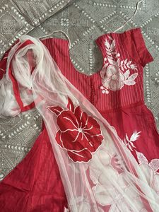 Pink & White Anarkali Kurti