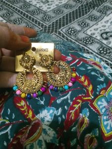 Gold Tone Bead Drop Earrings
