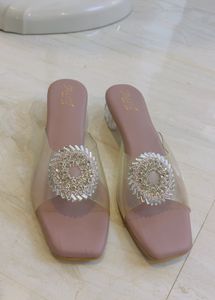 Stone Work Heel Party Wear Footwear For Low Rate