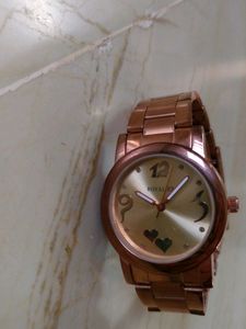 Rose Petals Golden Watch For Women