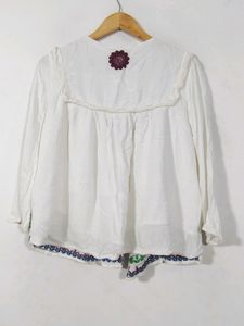 White Embroidered Overcoat (Women)