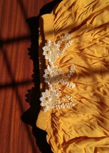 Yellow Embellished Peasant Blouse