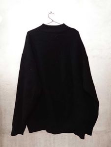 Black Zip-Up Knit Sweater