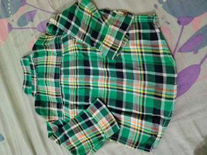 Green Plaid Toddler Shirt