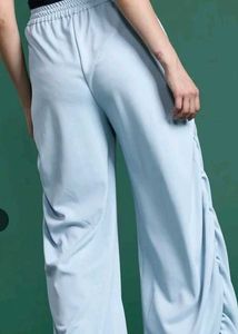 Light Blue Ruched Wide Leg Pants