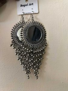 oxidised mirror earrings