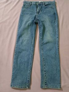 Blue Straight Leg Denim Jeans