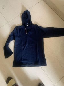 Navy Blue Hooded Top