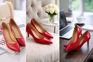 Red Kitten Heel Pumps