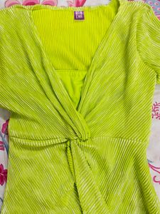 Metallic Neon V Neck Party Dress